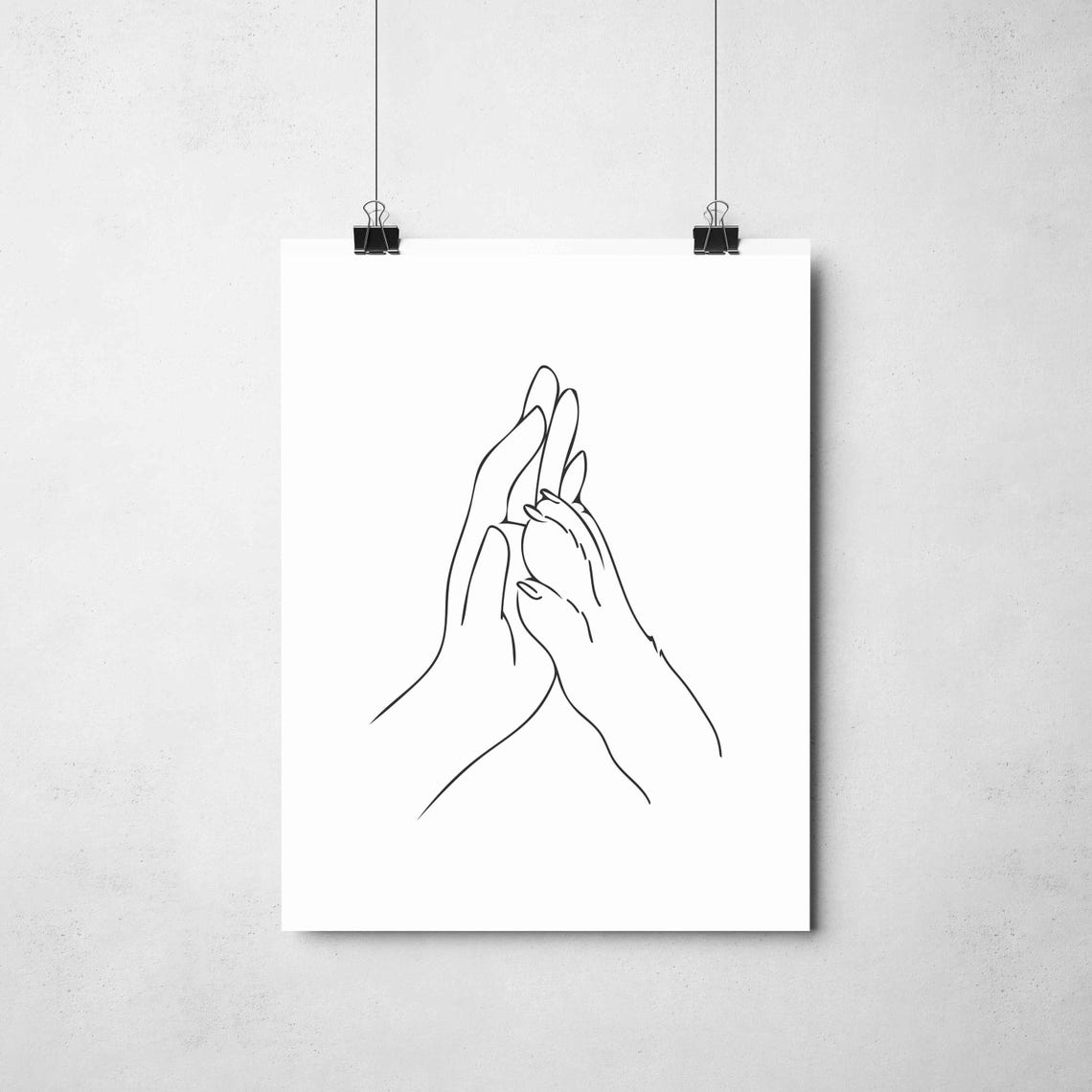 Minimalist Dog High Five Line Art Art Print - Image 2
