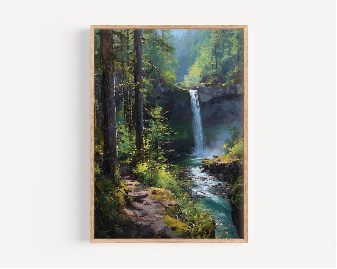 Silver Falls State Park Travel Poster, Oregon Landscape