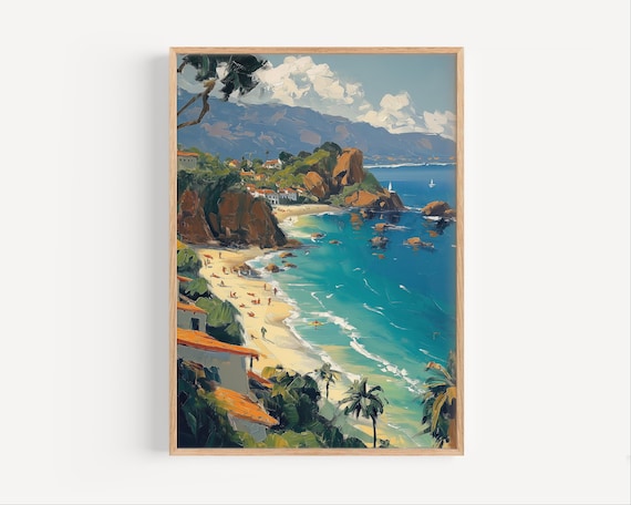 Laguna Beach Beachfront Cove California Oil Painting Seaside Poster