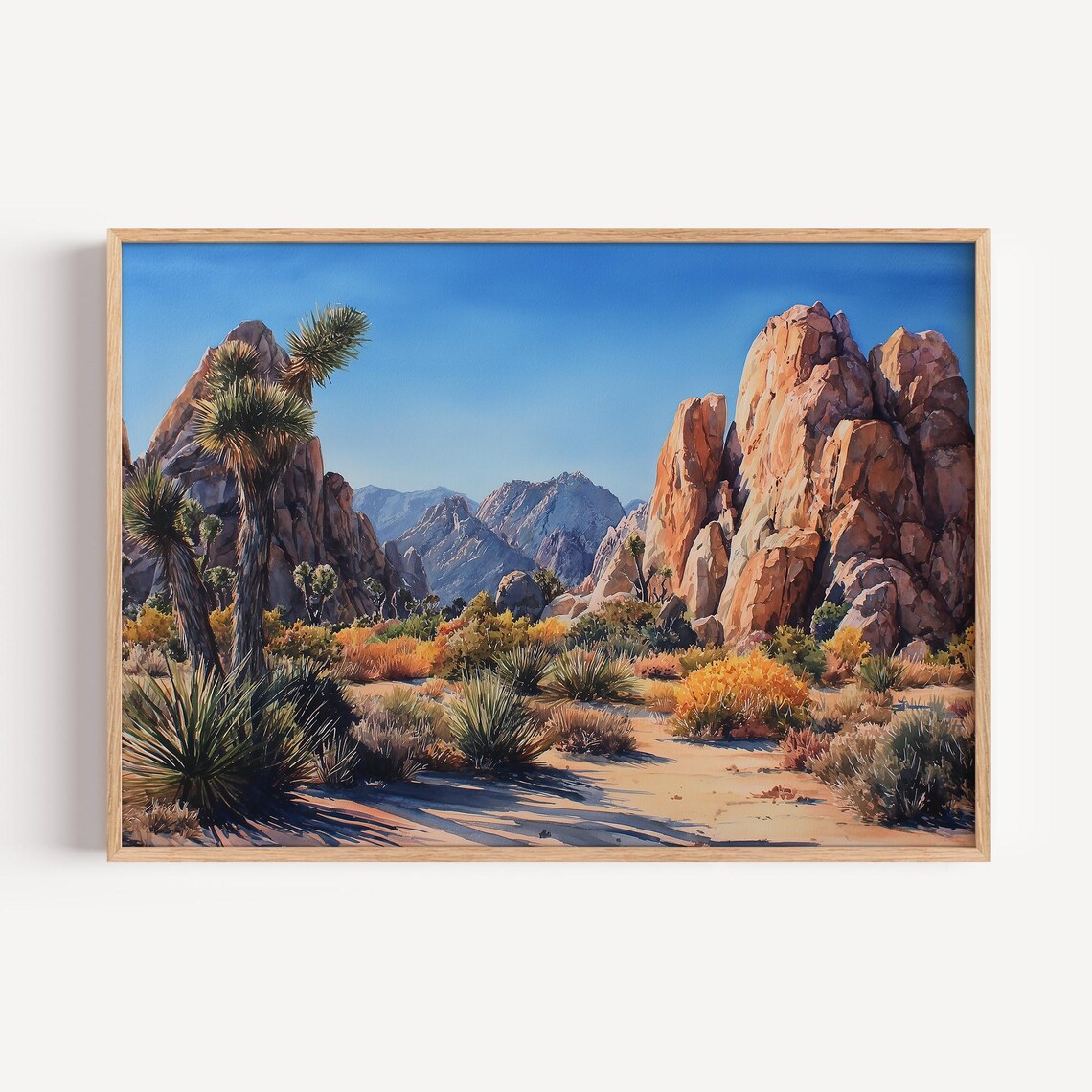 Joshua Tree Watercolor Landscape, National Park Art Print