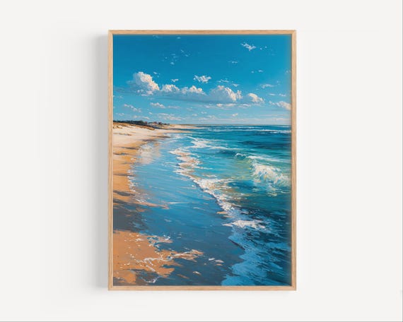 Australian Beach Oil Painting Print Australia Poster Or Canvas Paint Style Tropical Wall Art