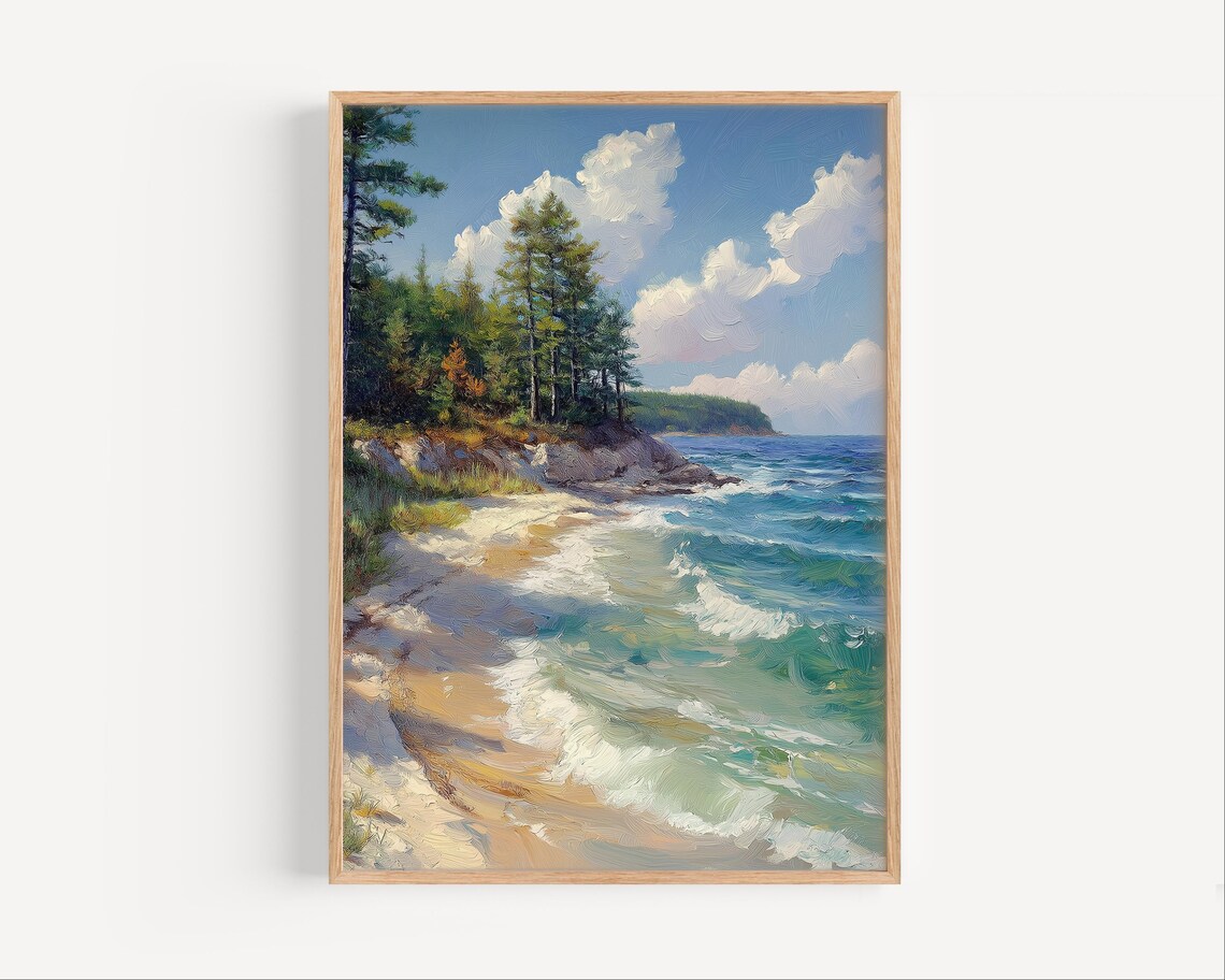 Lake Huron Oil Painting Shoreline Art Print