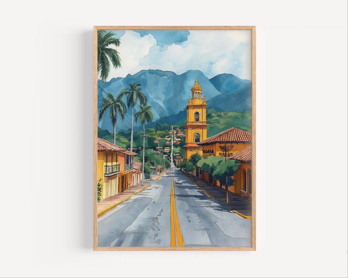 Managua Nicaragua Watercolor Painting Central America Travel Wall Art Poster Or Canvas Print Lush Capital City Decor Gift