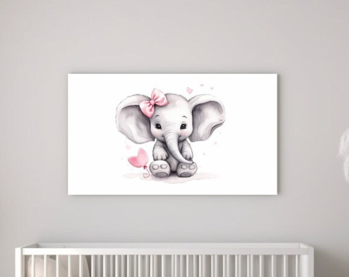 Elephant Baby Girl Nursery Wall Art Nursery Decor Animal Nursery Decor Girls Nursery Decor Animal Prints Girls Nursery