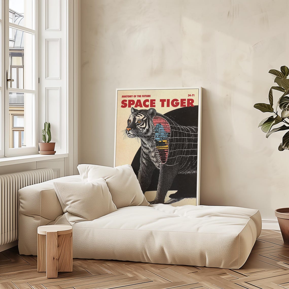 Retro Space Tiger Anatomy Art Unique Modern Sci Fi Poster For Classroom Library Bookstore Home Office Sci Fi Wall Decor - Image 3