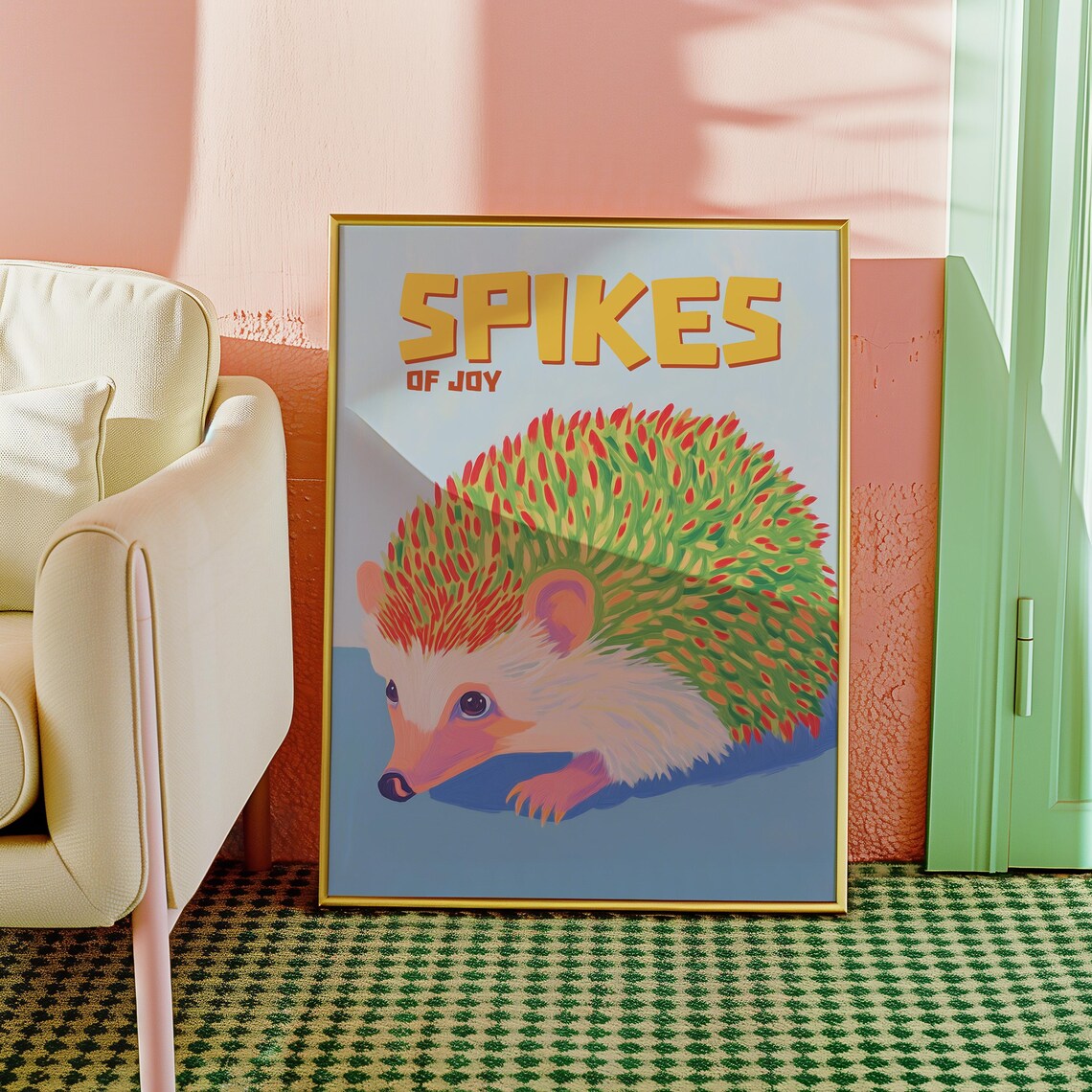 Spikes Of Joy Colorful Hedgehog Kids Room Cute Animal Art Poster - Image 3