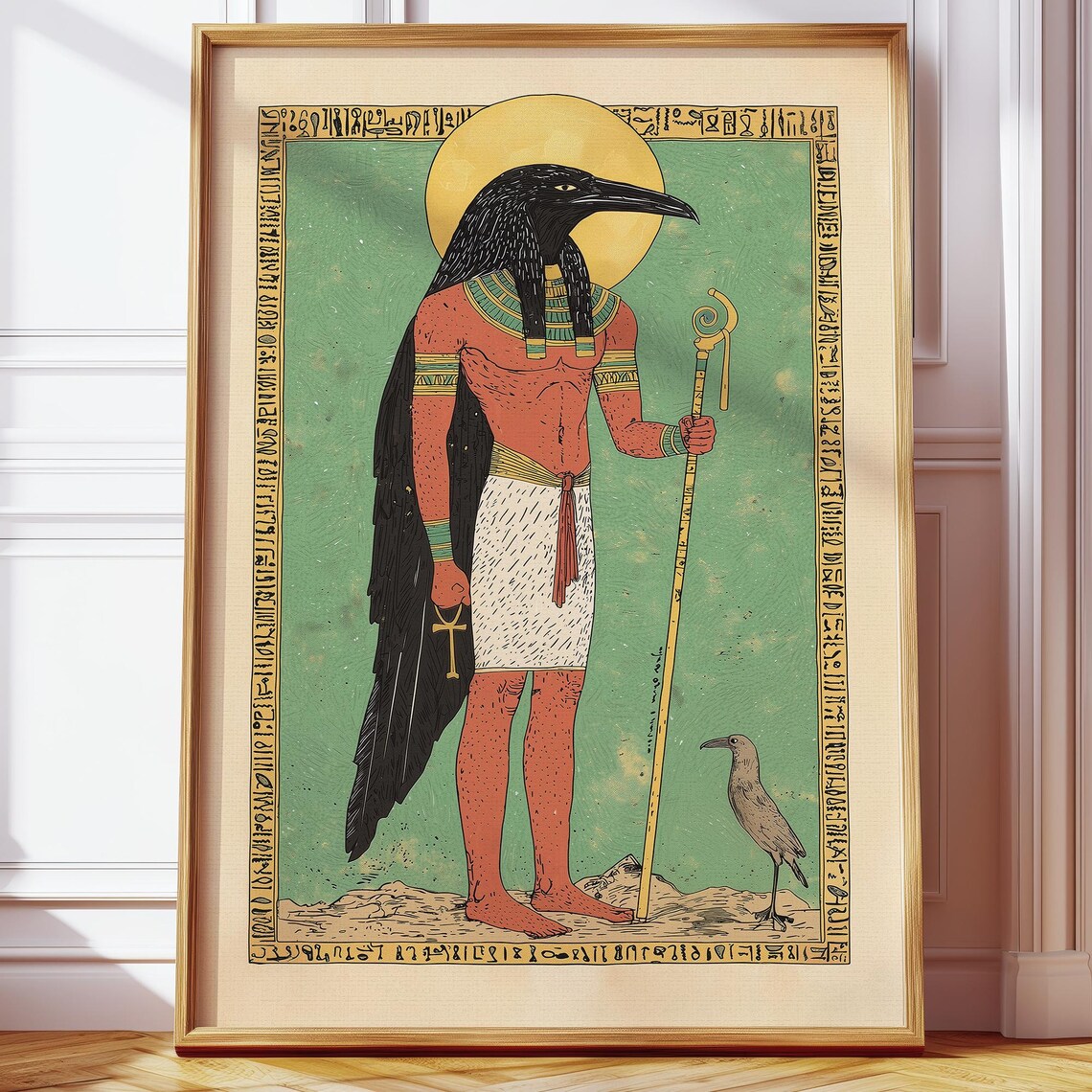 Retro Vintage Egyptian God Thoth Poster, Mythology