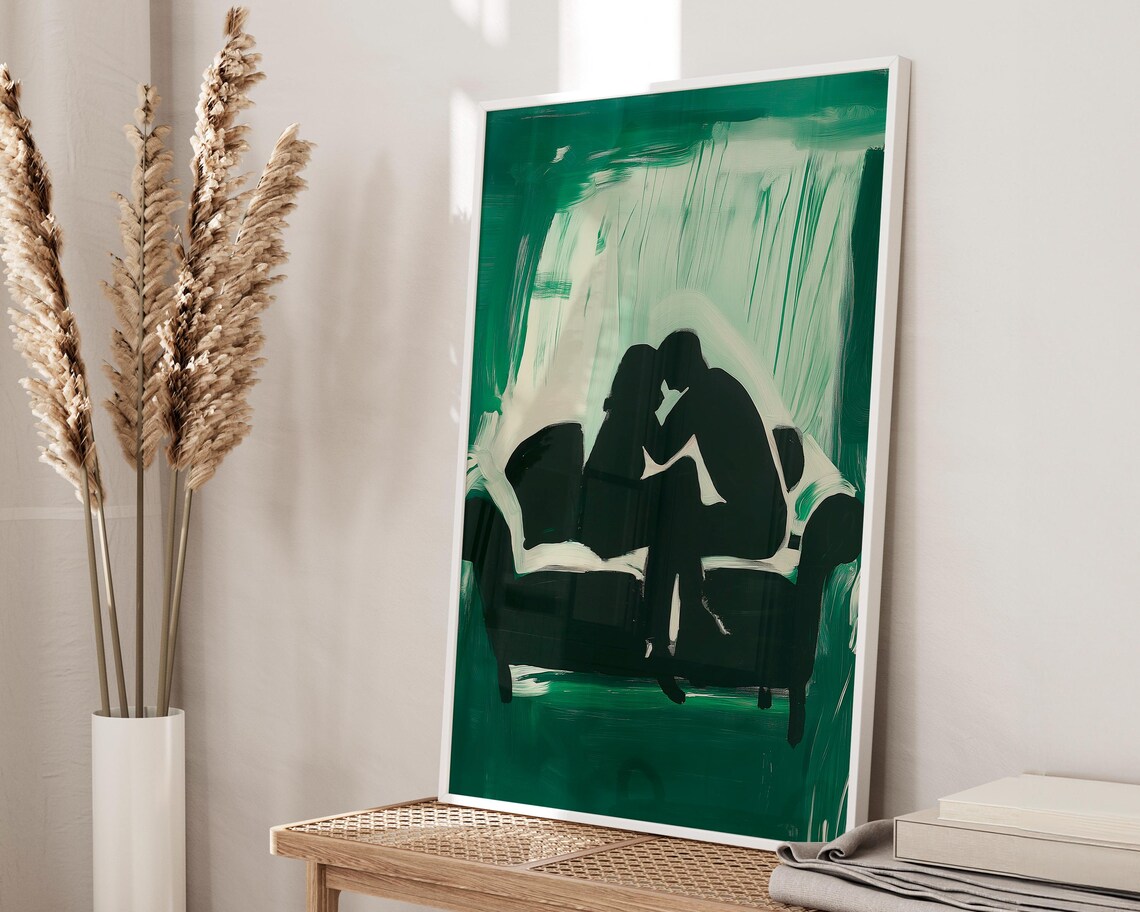 Romantic Couple Abstract People, Contemporary Artwork - Image 2