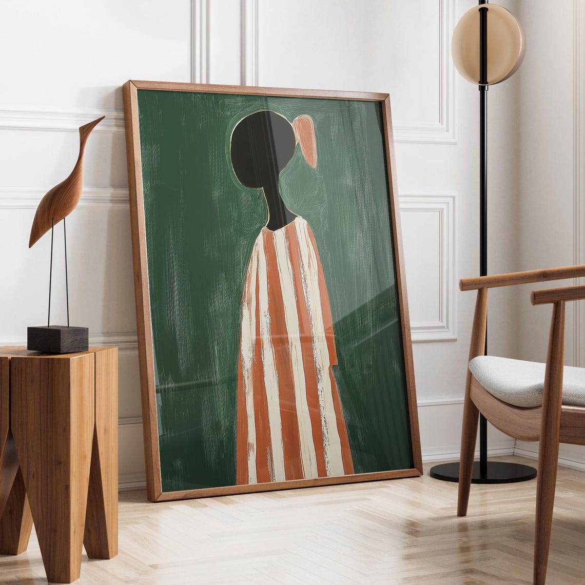 Emerald Green Abstract Woman Minimalist Art Print