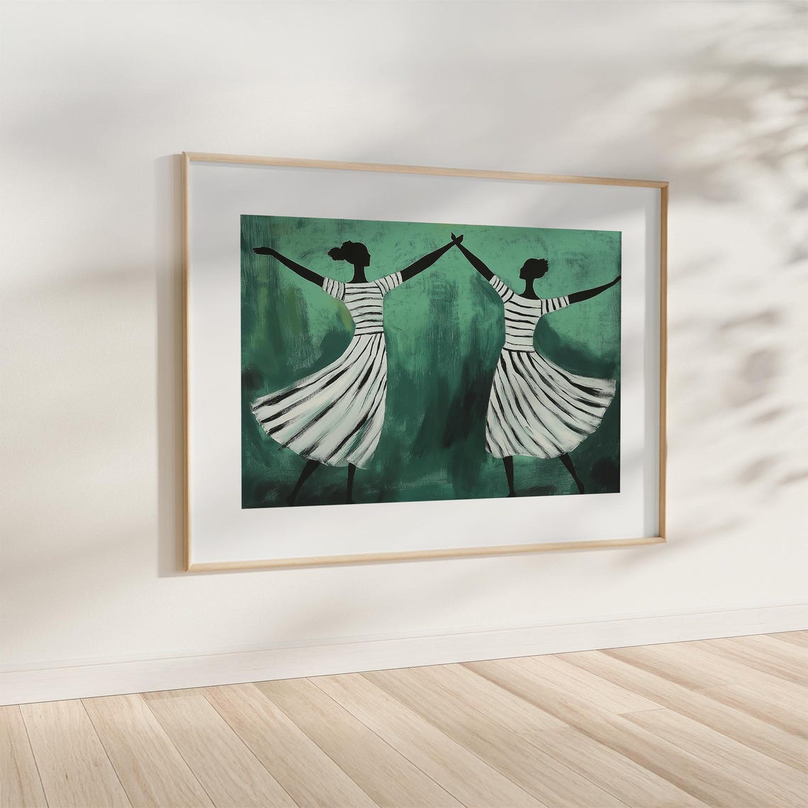 Abstract Striped Dancers Print Emerald Green Wall Art Modern Dancer Poster Motion Dance Contemporary Wall Art - Image 4
