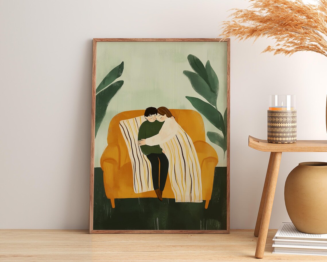 Romantic Couple Abstract People, Contemporary Artwork - Image 3
