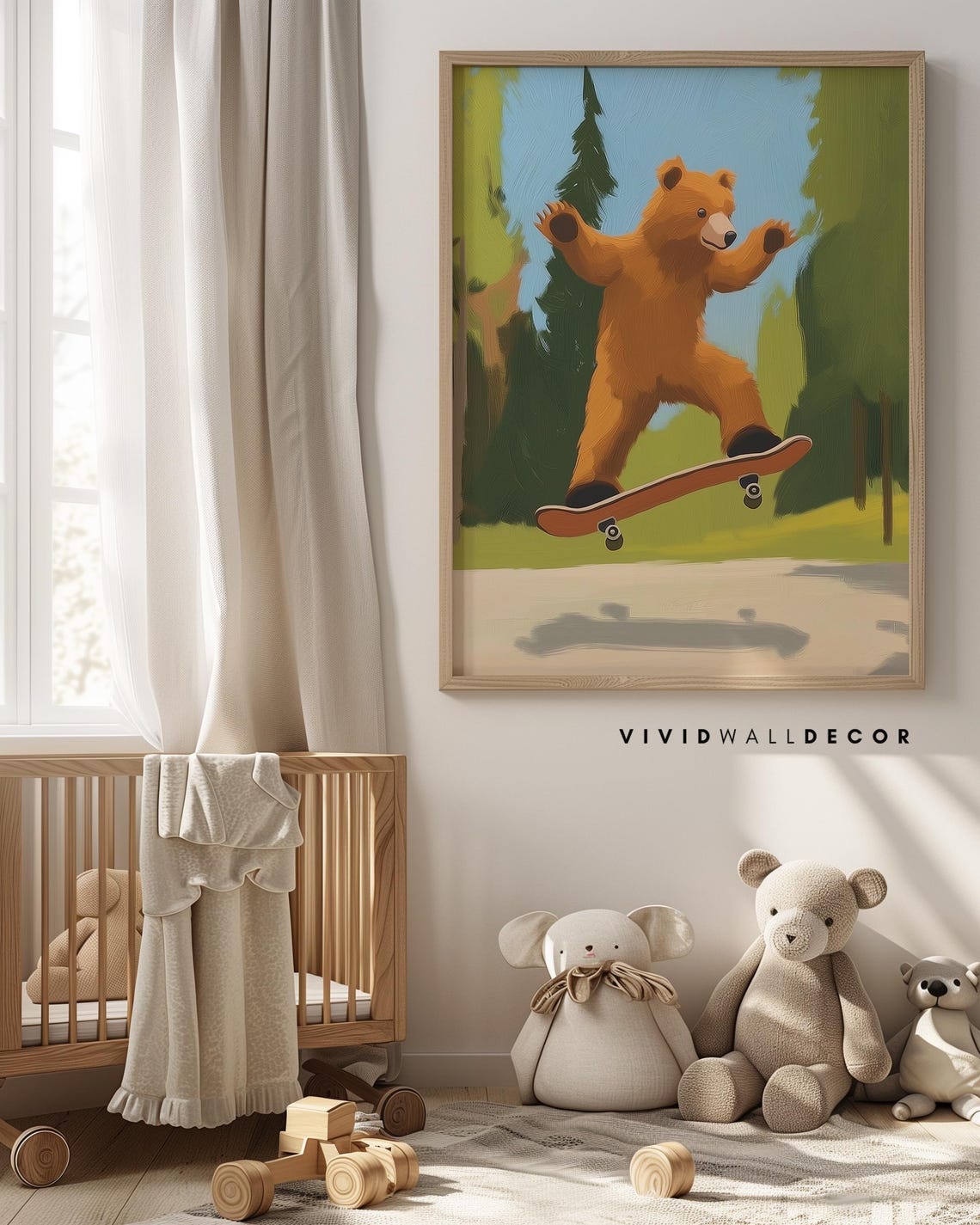Bear Skater Print Kids Wall Art Bright Colorful Prints Nursery Decor Boys And Girls Illustration Kids Playroom Cool Animal Gift For Kids - Image 4