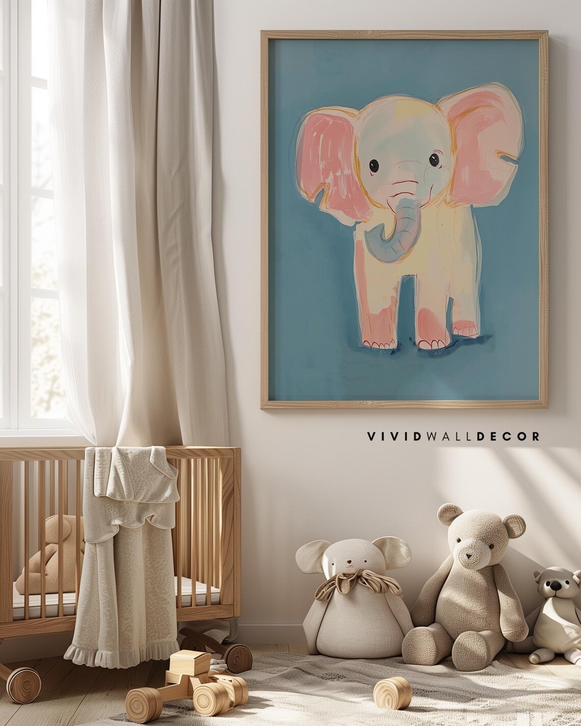 Baby Elephant Nursery Art Print, Whimsical Pastel - Image 4