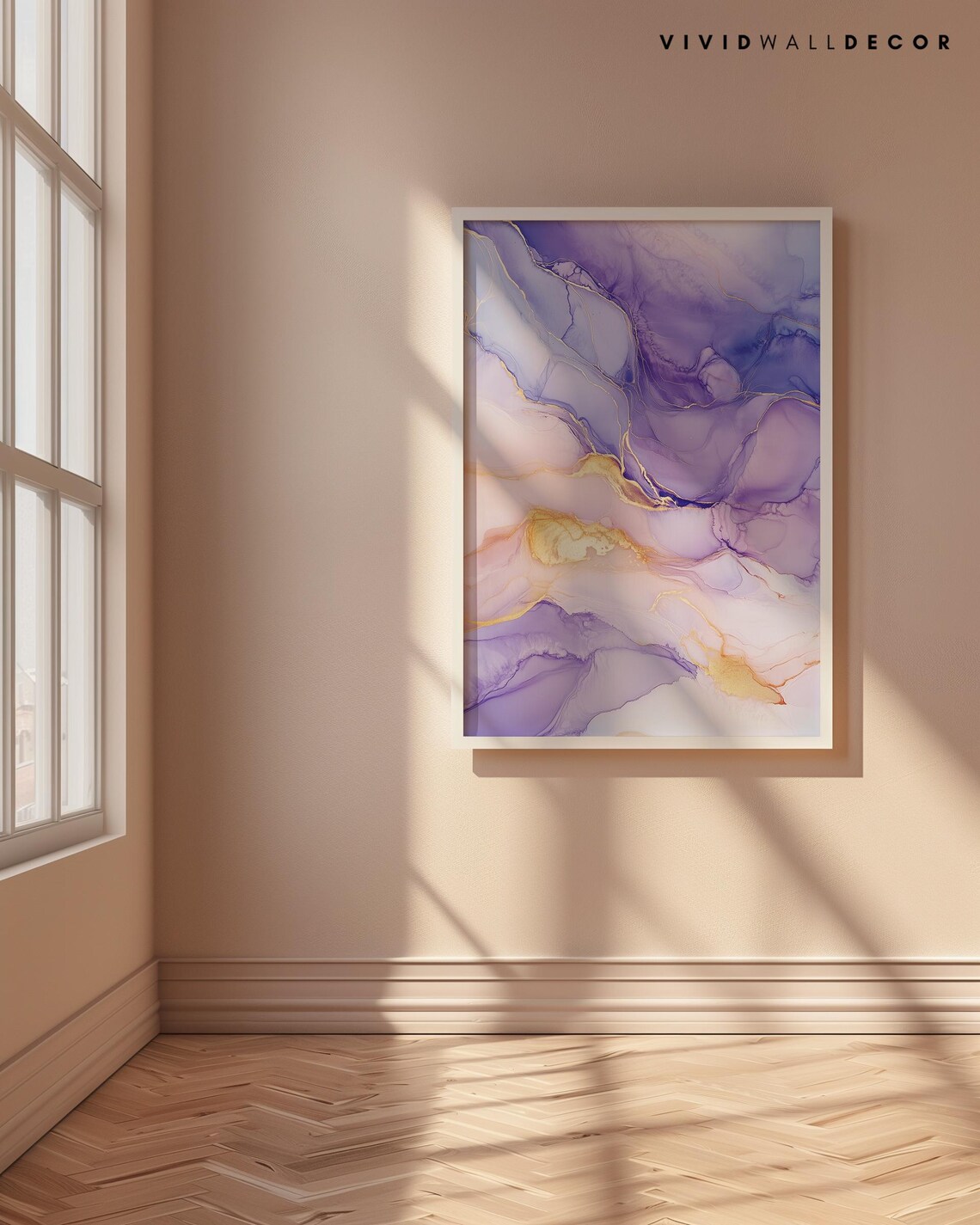 Lavender And Gold Abstract Fluid Art Minimalist Purple Marble Poster - Image 4