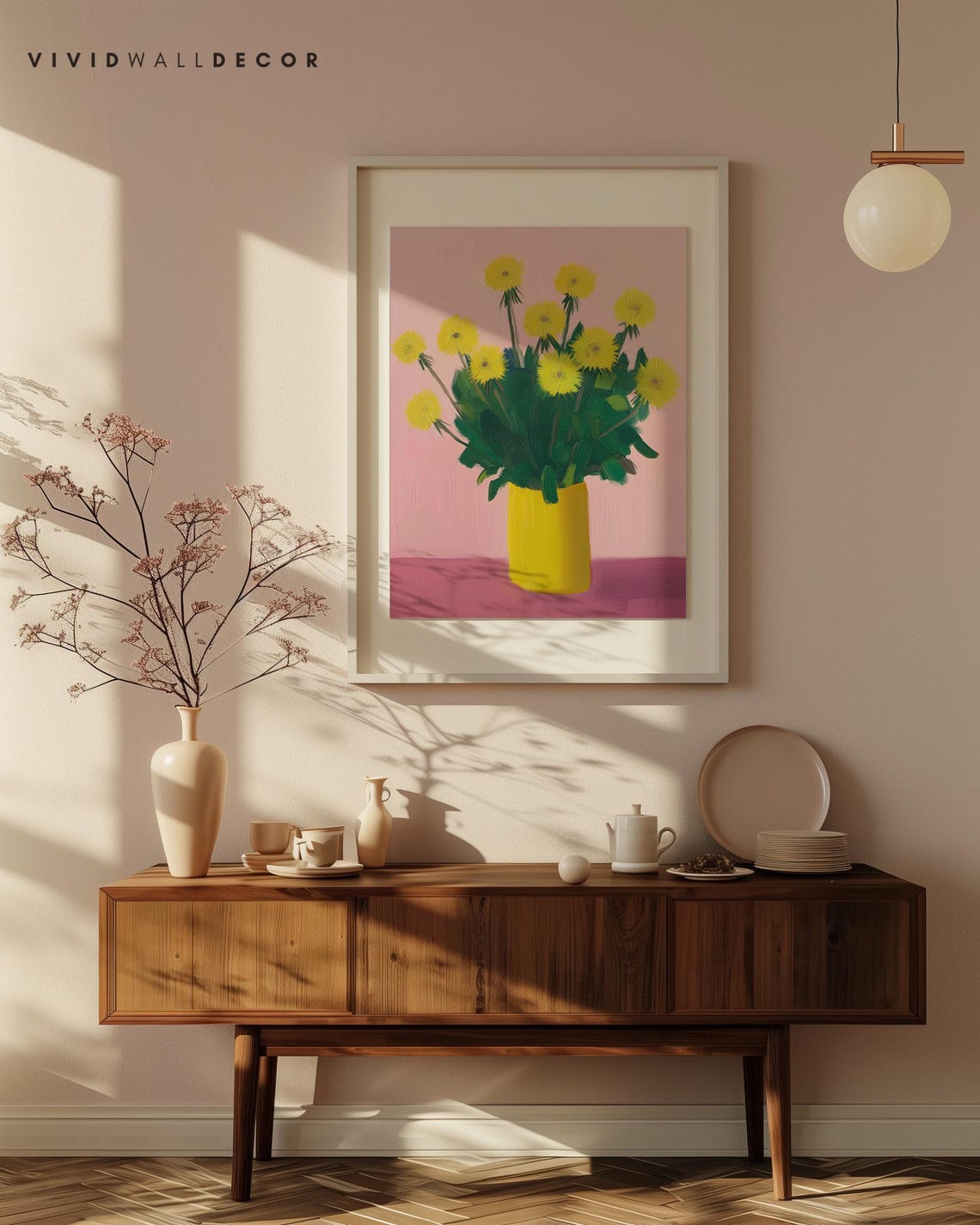 Yellow Dandelions in Yellow Vase Cheerful Spring Floral Poster - Image 4