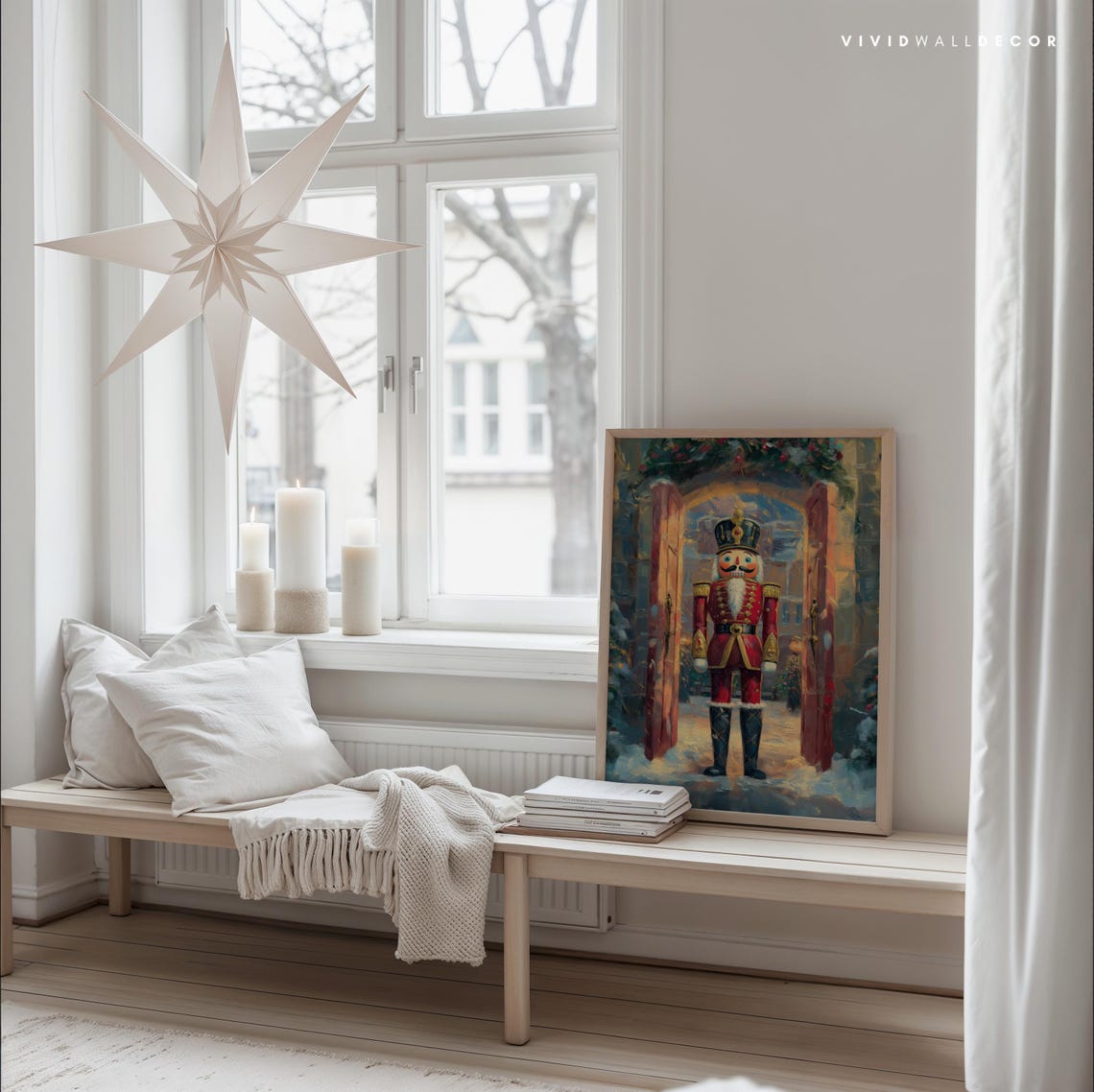Red Nutcracker Guard at Castle Doorway Christmas Holiday Poster - Image 3
