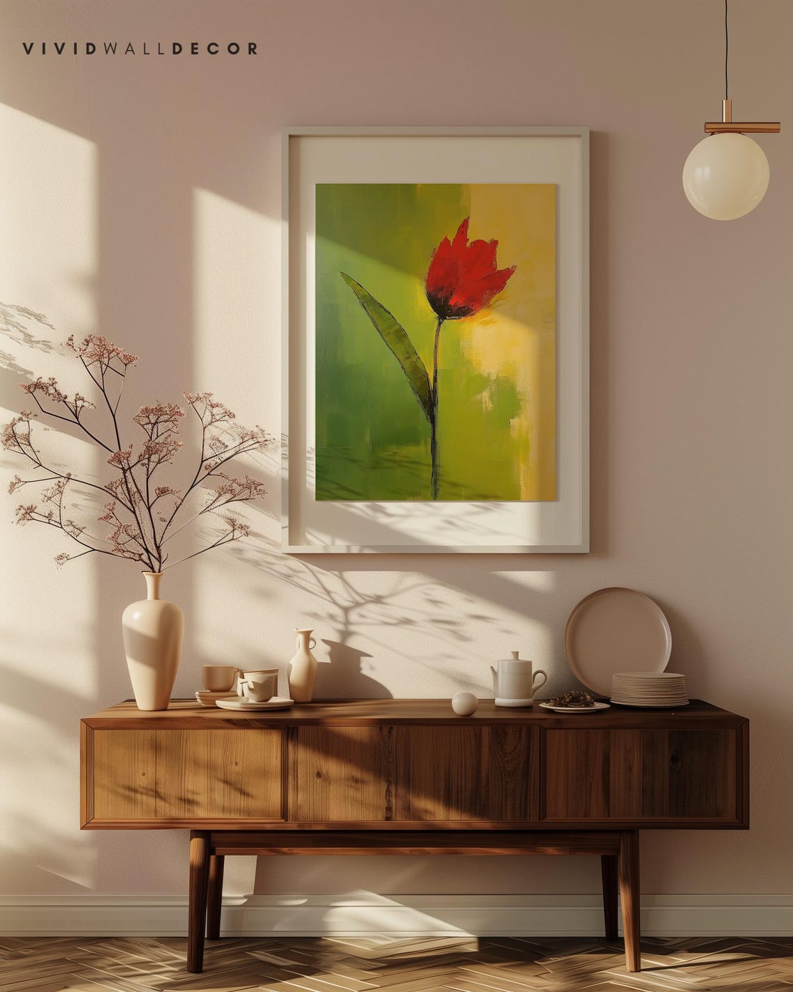 Single Red Tulip Minimalist Bold Modern Flower Statement Poster - Image 4