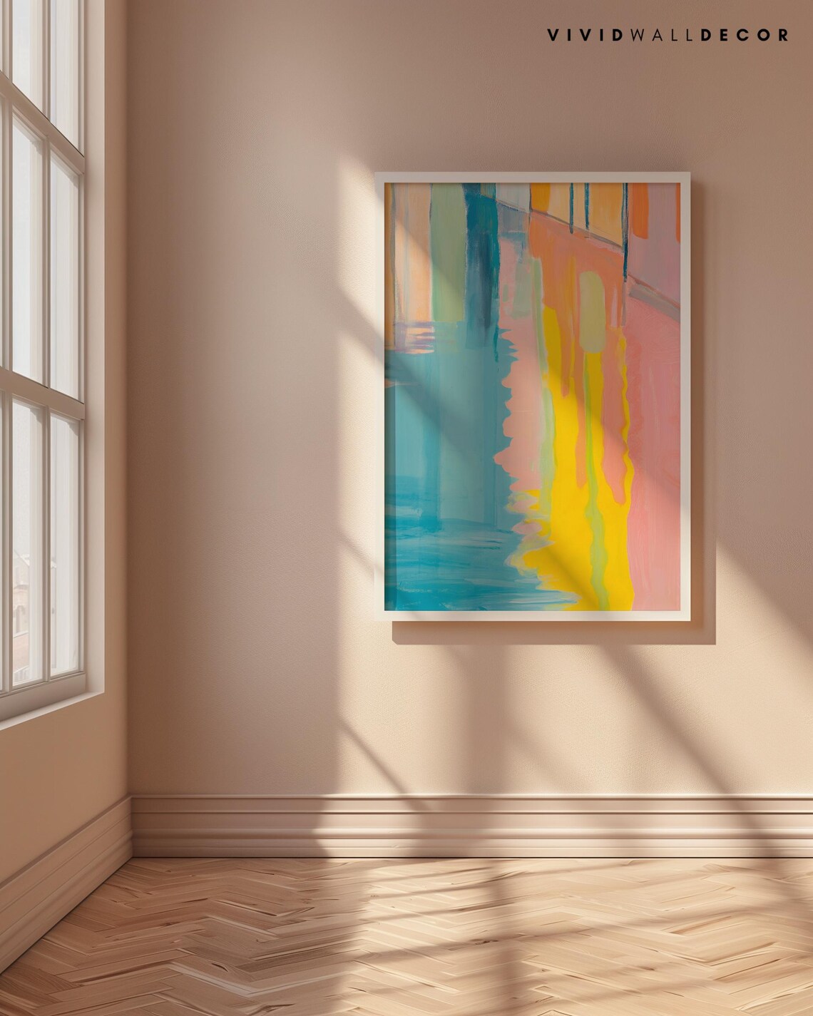 Soft Pastel Abstract Color Block Painting in Blue Yellow Poster - Image 4