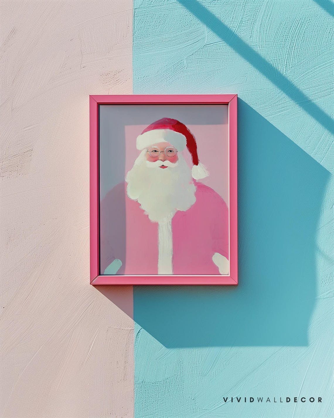 Pink Santa Claus Portrait In Whimsical Pastel Christmas Poster - Image 2