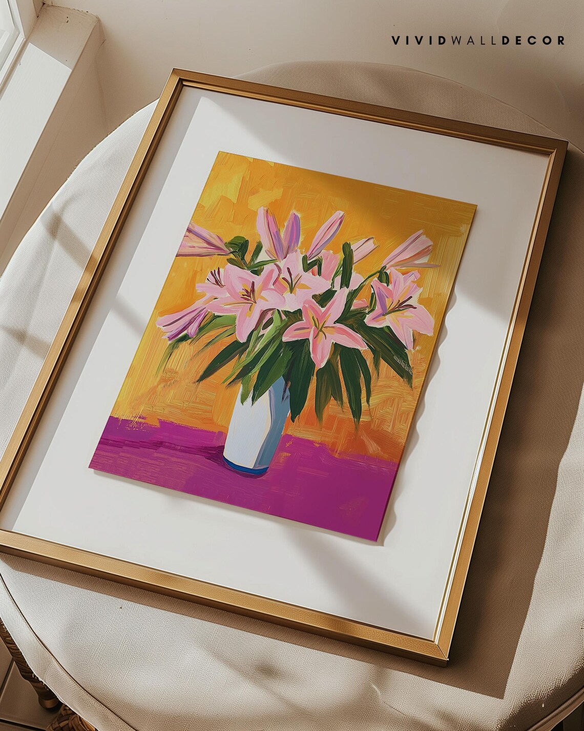 Golden Lilies, Colorful Maximalist Art Print - Image 2