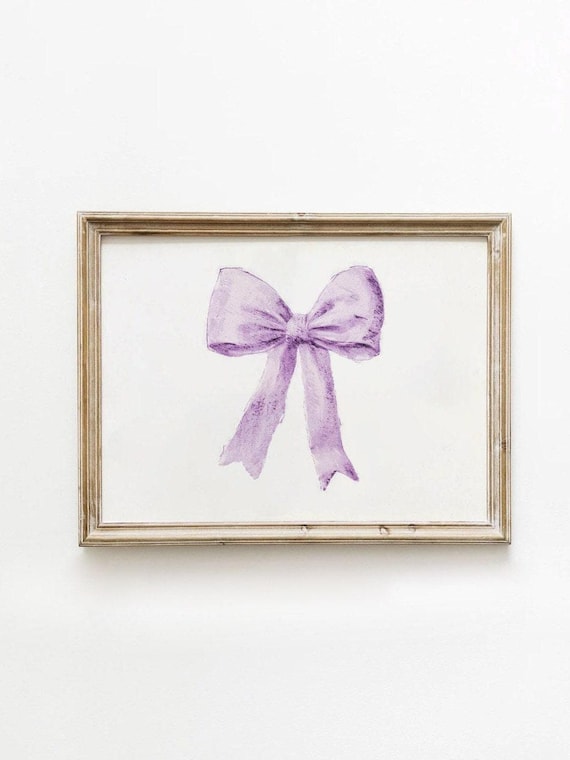 Purple Bow Print, Preppy Retro Poster