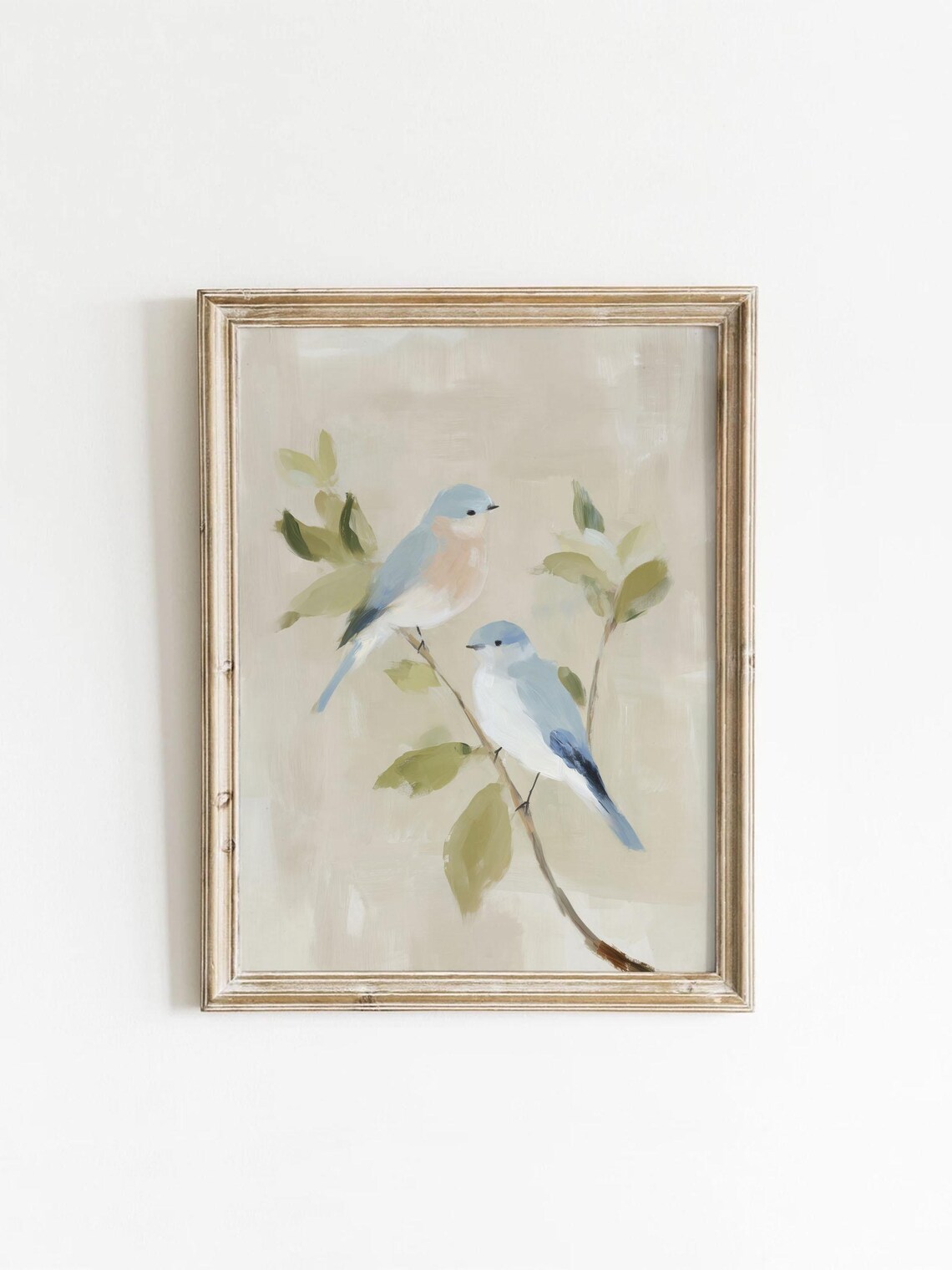 Bluebirds on Branch Vintage Bird Art Print