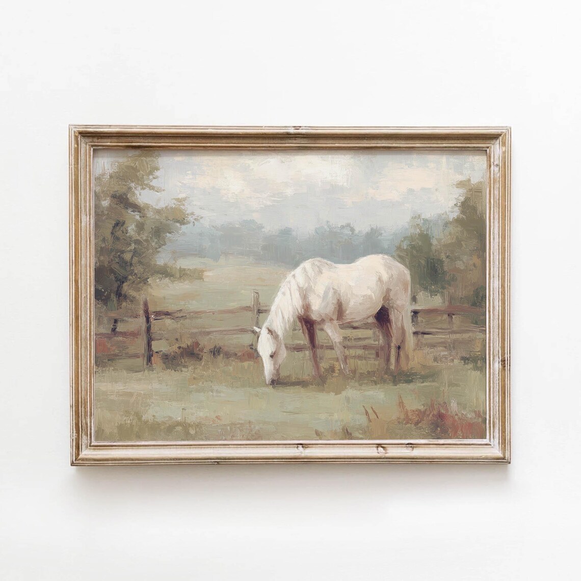 Pastoral Horse Art Print, Rustic Farmhouse Decor