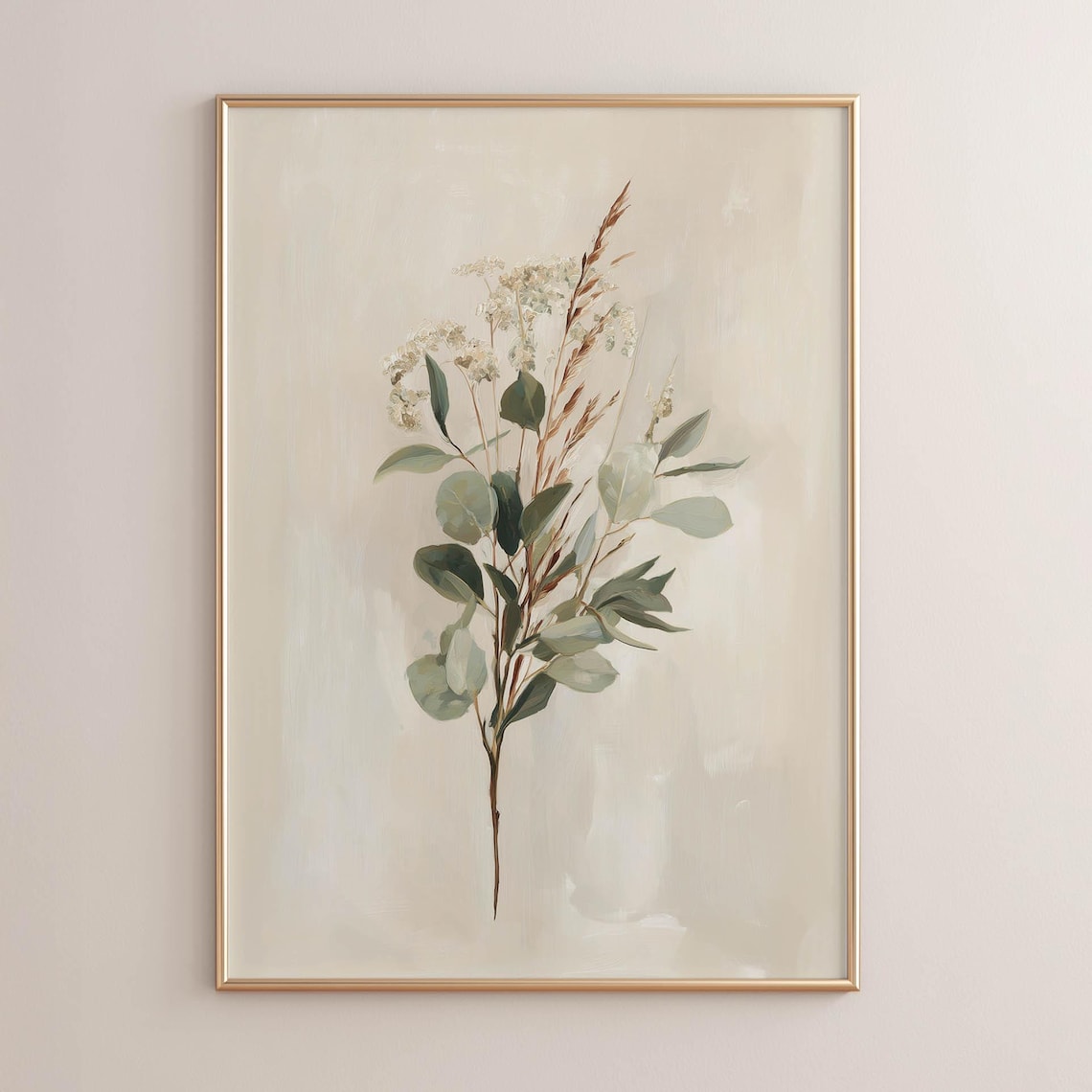 Printed Eucalyptus Wildflowers Poster, Minimalist Art Print