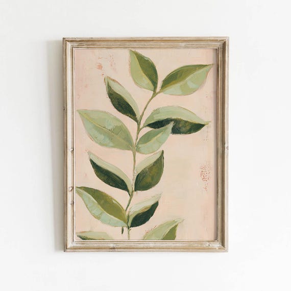 Cottagecore Botanical Branch Art Print, Vintage Plant Decor