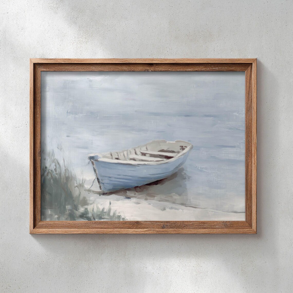 Rowboat On Sandy Shore Coastal Wall Art Poster