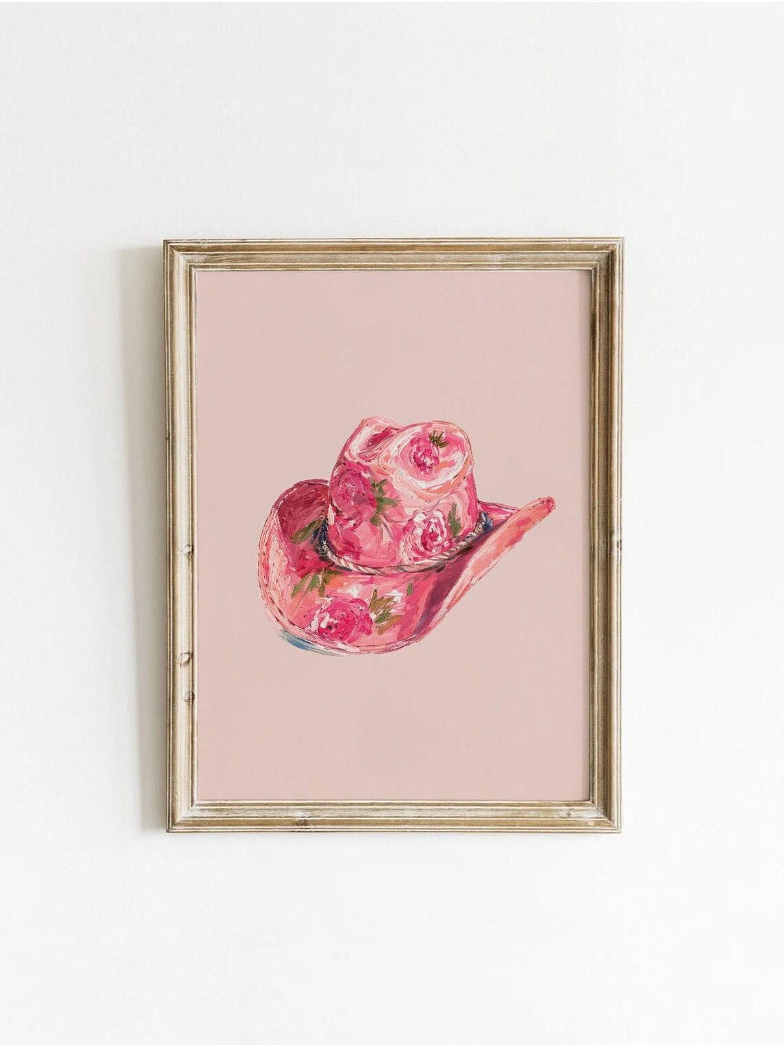 Pink Floral Cowgirl Hat Painting Western Girly Nursery Poster