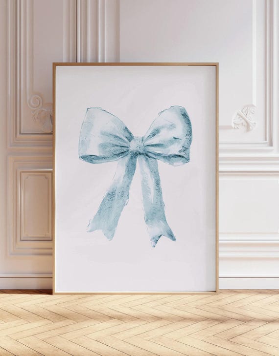 Bow Nursery Art Print, Vintage Unisex Room Decor