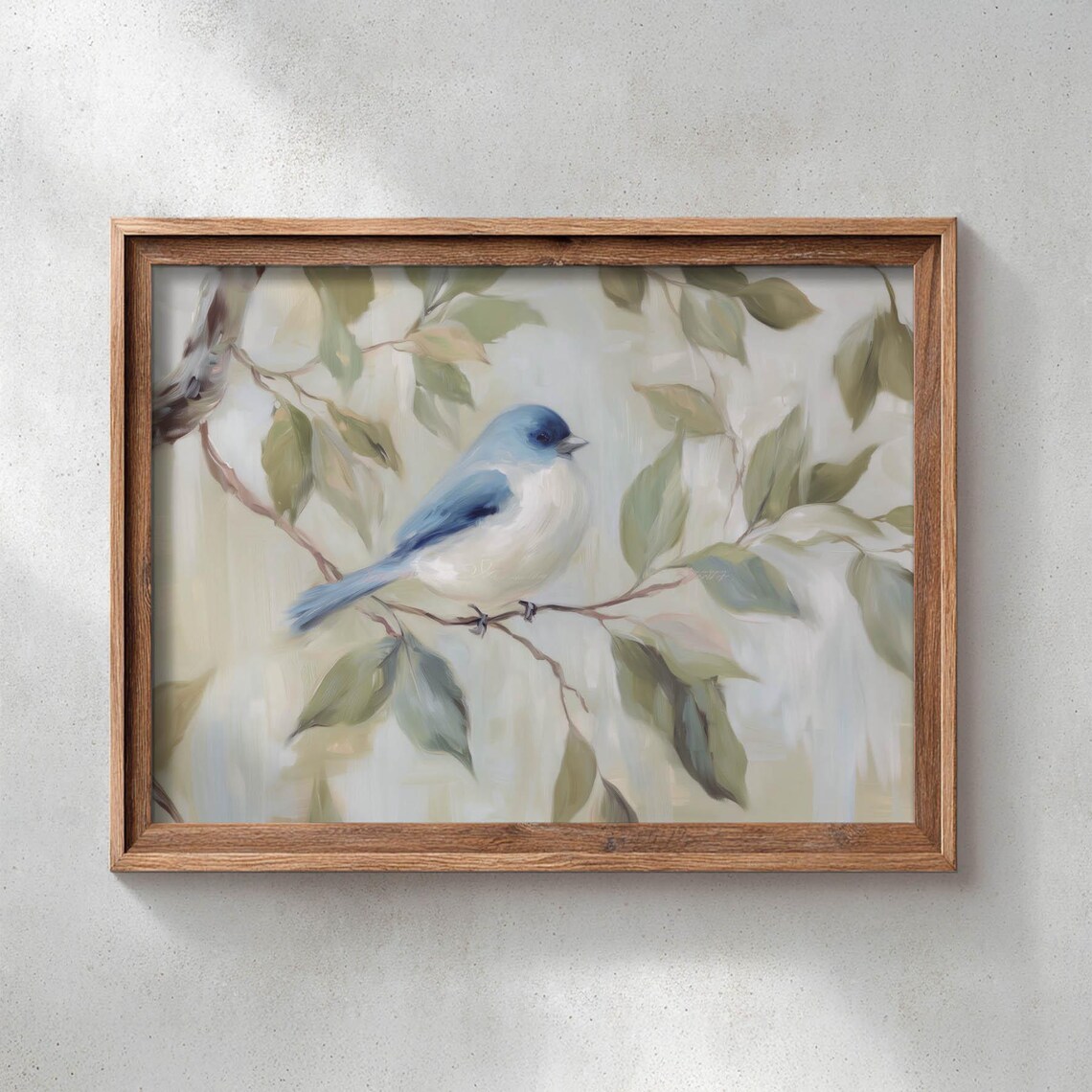 Blue Songbird Poster Print, Cottagecore Wall Art