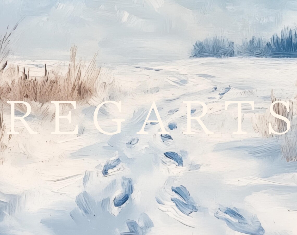 Footprints in the Snow, Winter Scene Art Print - Image 6