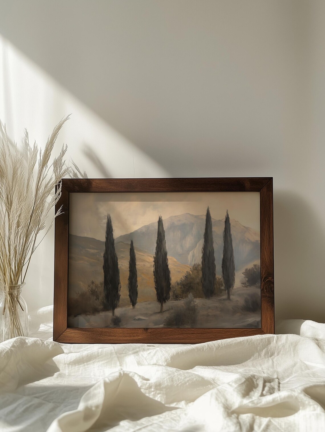 Cypress Trees Painting Row Of Pines Mountain Landscape Poster - Image 6