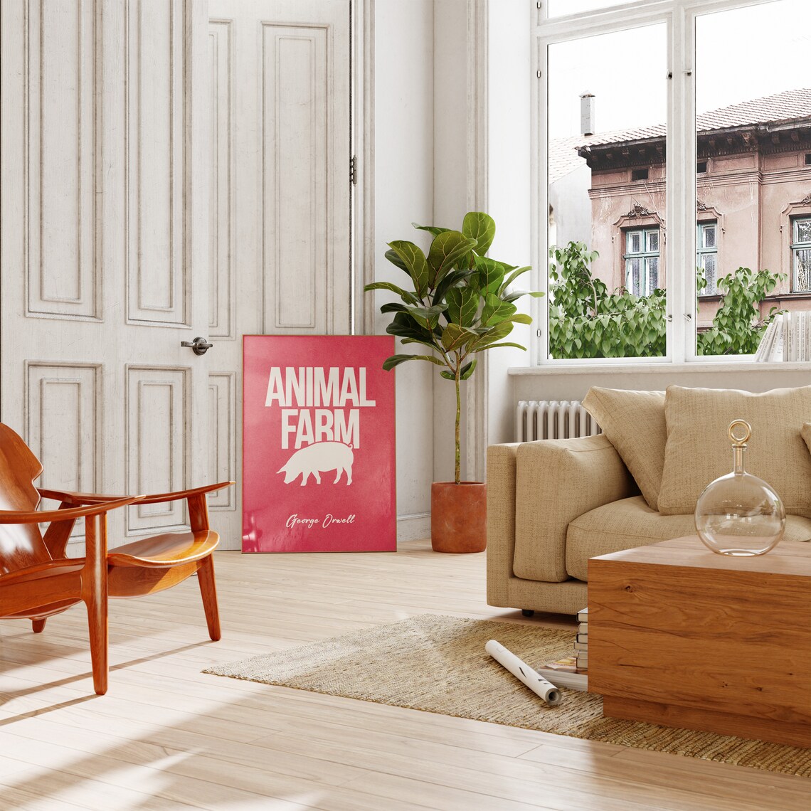 George Orwell Animal Farm Red Literary Classic Dystopian Art Poster - Image 2
