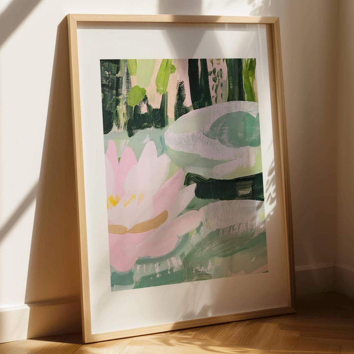 Water Lily Impressionist Print Monet Style Botanical Art Nature Wall Decor