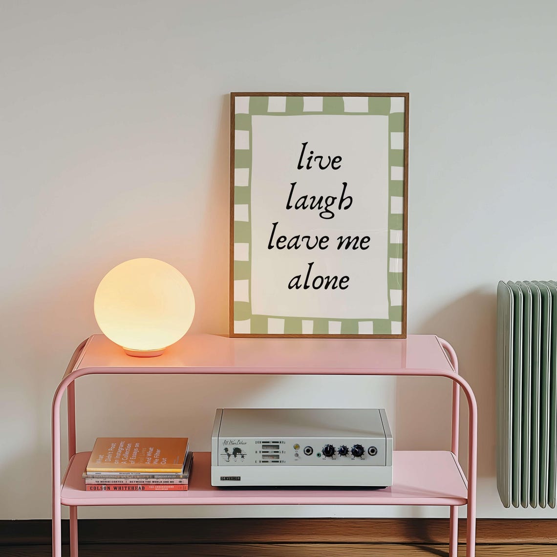 Live Laugh Leave Me Alone Funny Introvert Script Checkered Poster