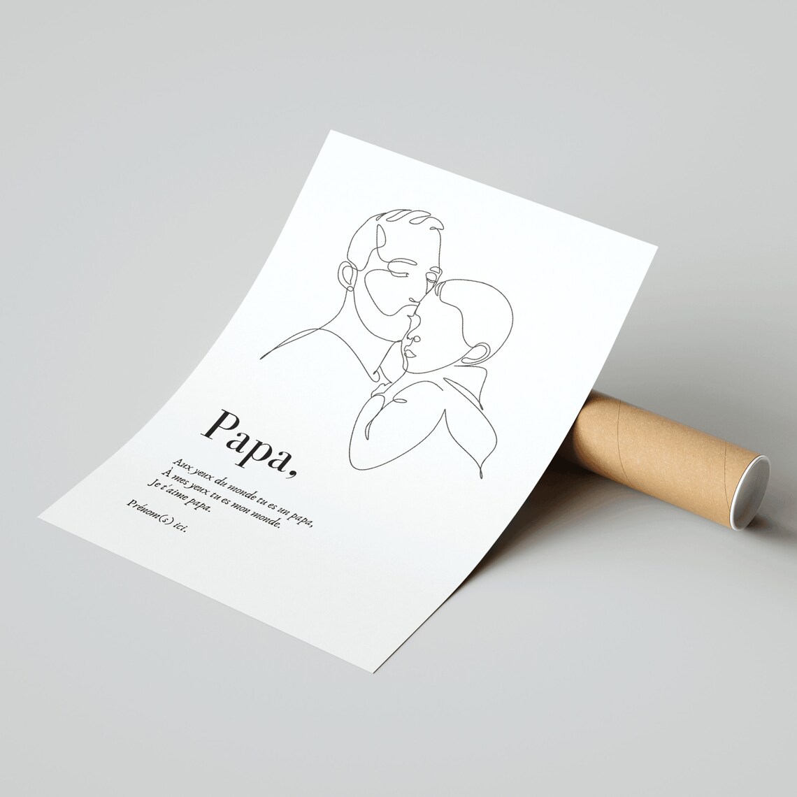 Fathers Day Personalized Dad Line Art Art Print - Image 4