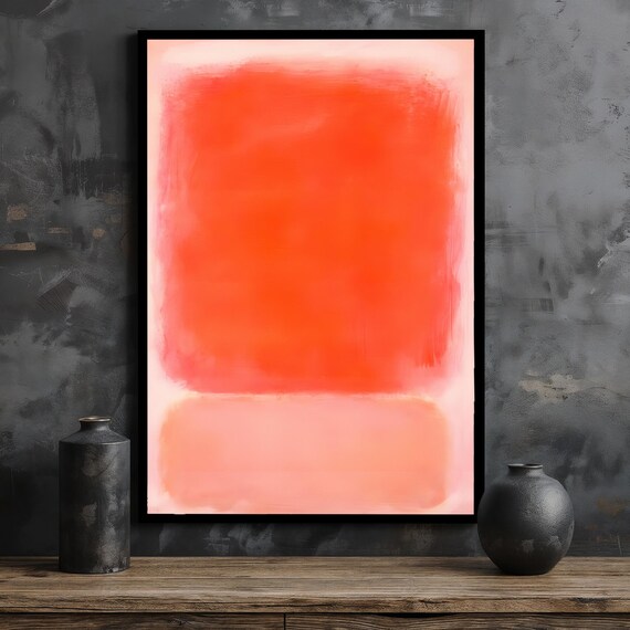 Abstract Mark Rothko Red And Orange Painting Modern Artwork Minimalist Decor Home Decor Contemporary Colorful Art Luxury Gift
