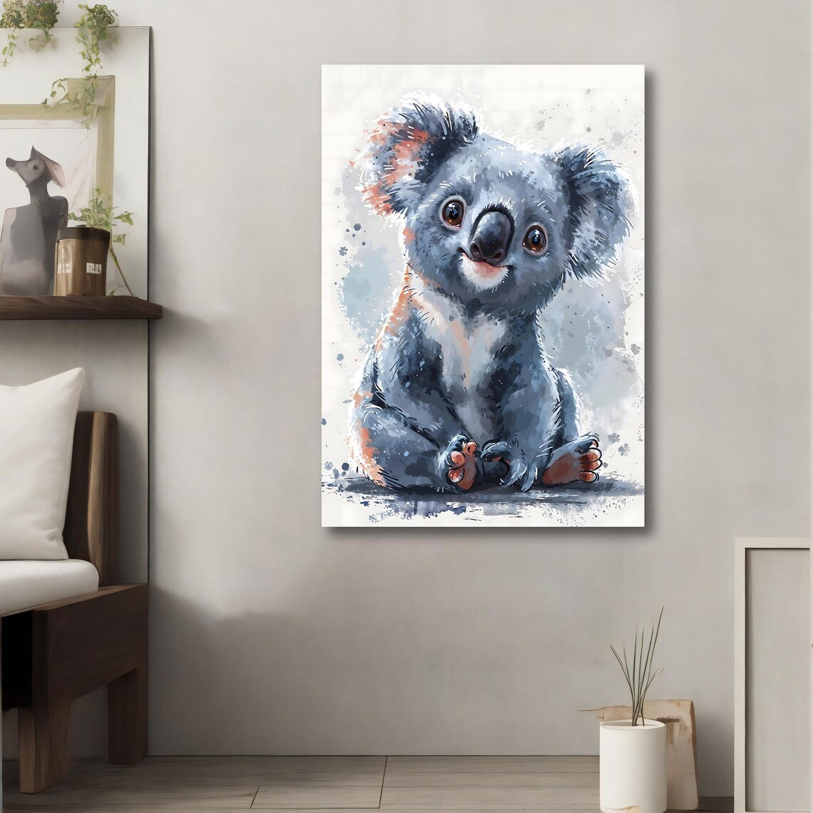 Cute Baby Koala Watercolor Painting Kids Nursery Animal Art Poster - Image 4
