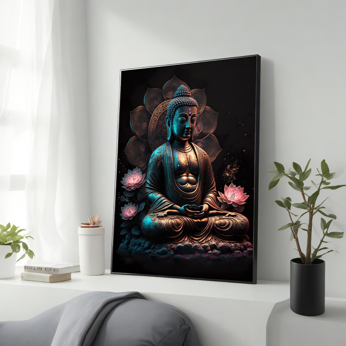 Buddha Statue Art Print, Zen Religious Decor