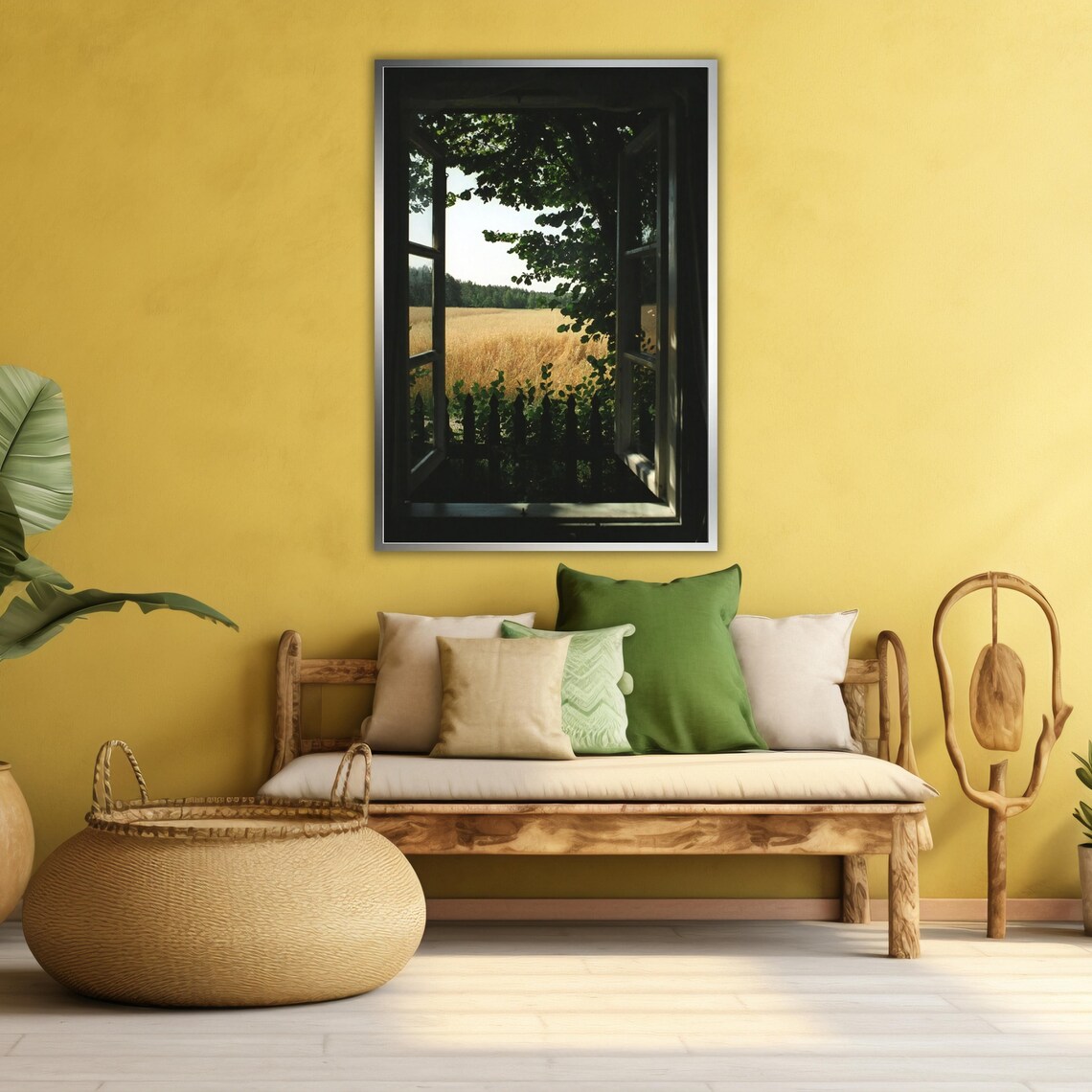 Faux Window Wall Art Sunshine Nature View Print Framed Ready To Hang Gift For Home Decoration - Image 3