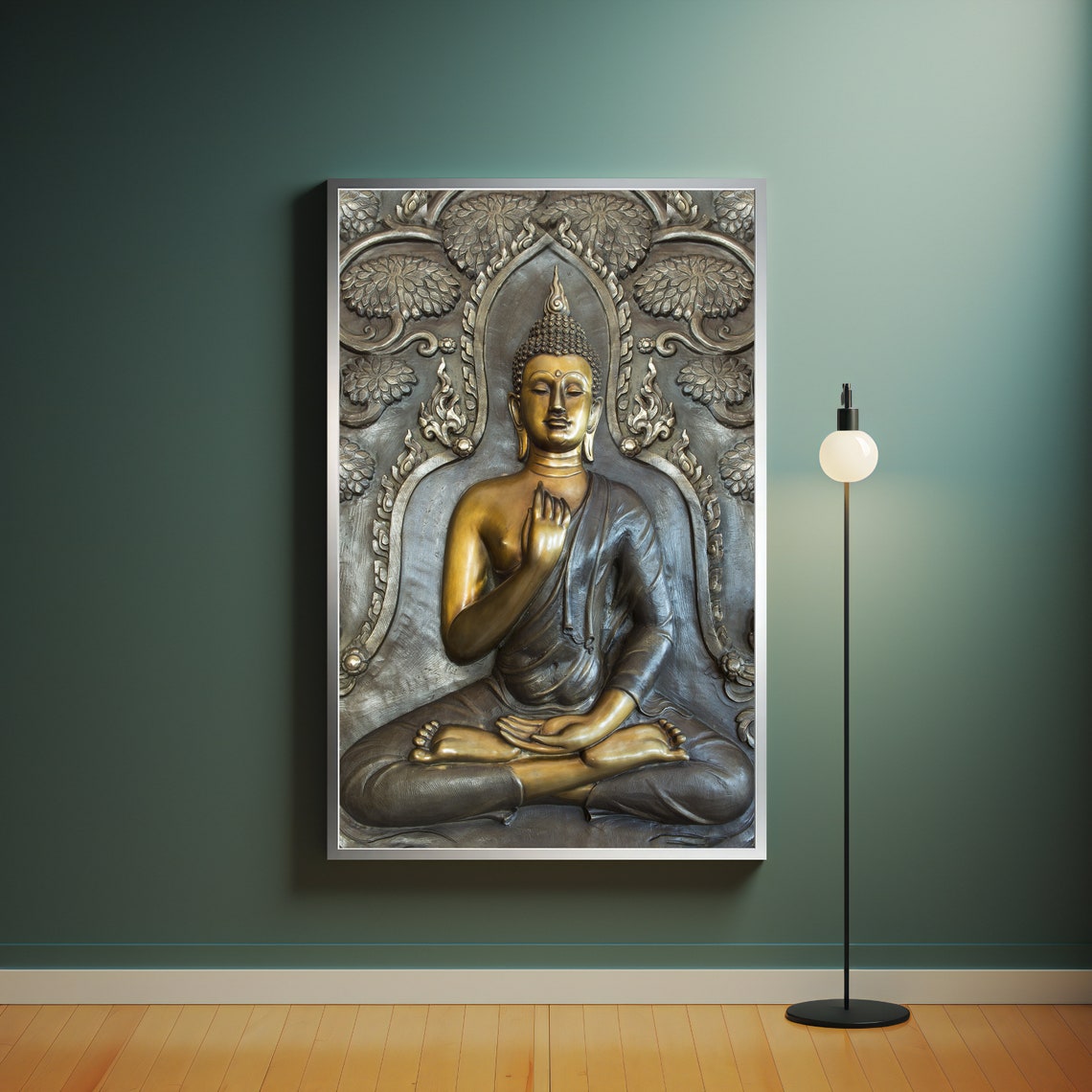 Buddha Print Asian Wall Art Meditation Wall Art Gold Buddha Artwork Framed Ready To Hang Buddhist Print Gift Idea - Image 4