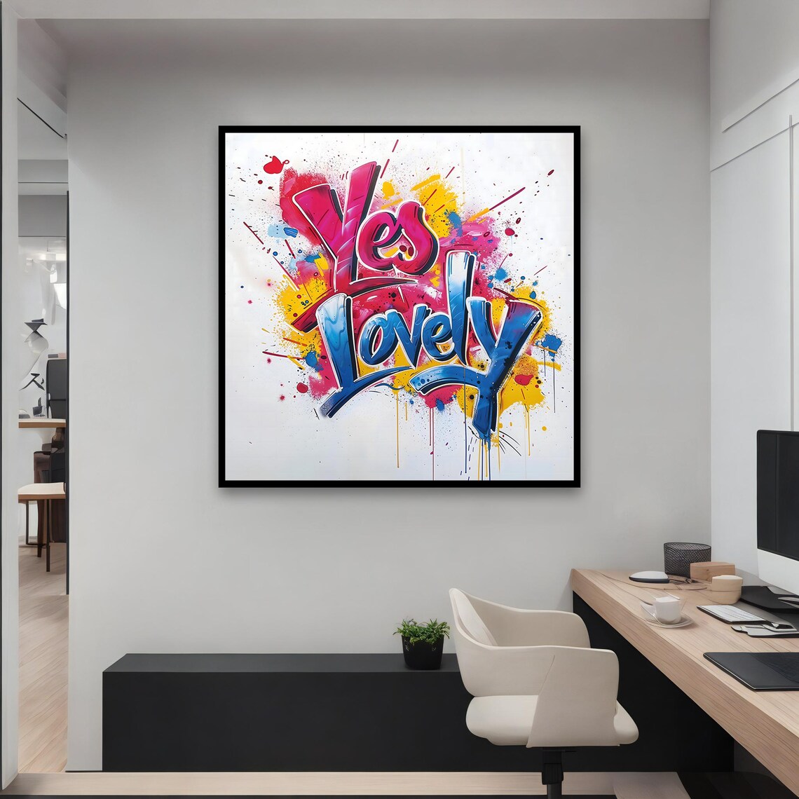 Yes Lovely Colorful Graffiti Typography Urban Street Art Wall Art - Image 3