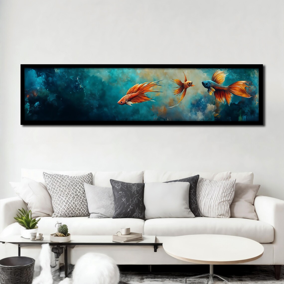 Abstract Goldfish, Ocean-Inspired Fish Painting - Image 3