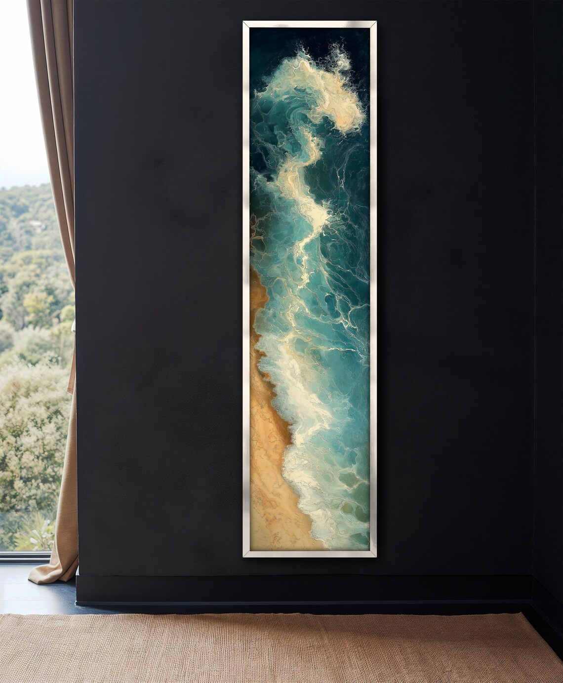 Turquoise Ocean Wave Aerial Abstract Coastal Vertical Art Poster - Image 4
