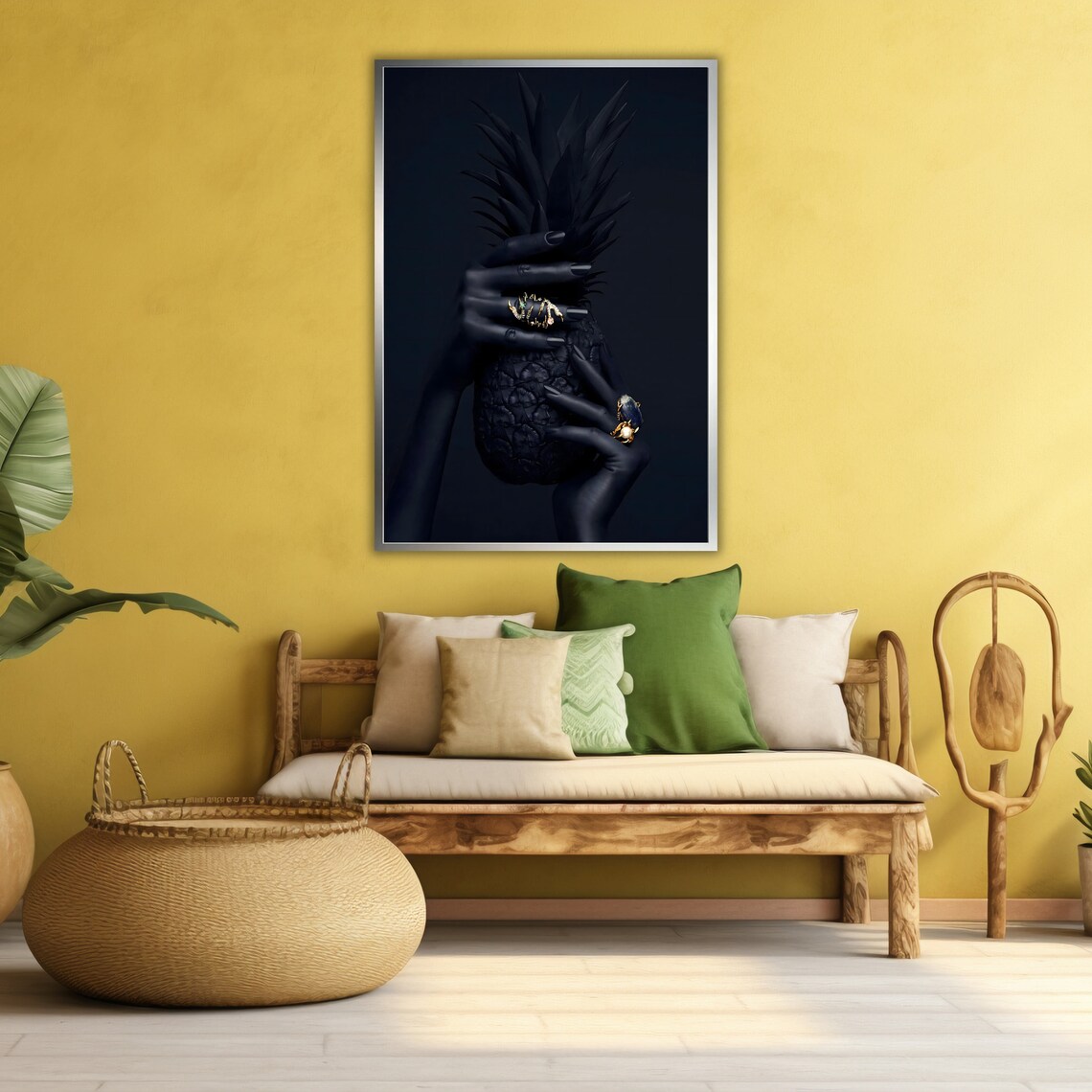 Black And Gold Pineapple Artwork Modern Wall Decor Home Decor Gift For Her Ready To Hang Luxury Gift - Image 3