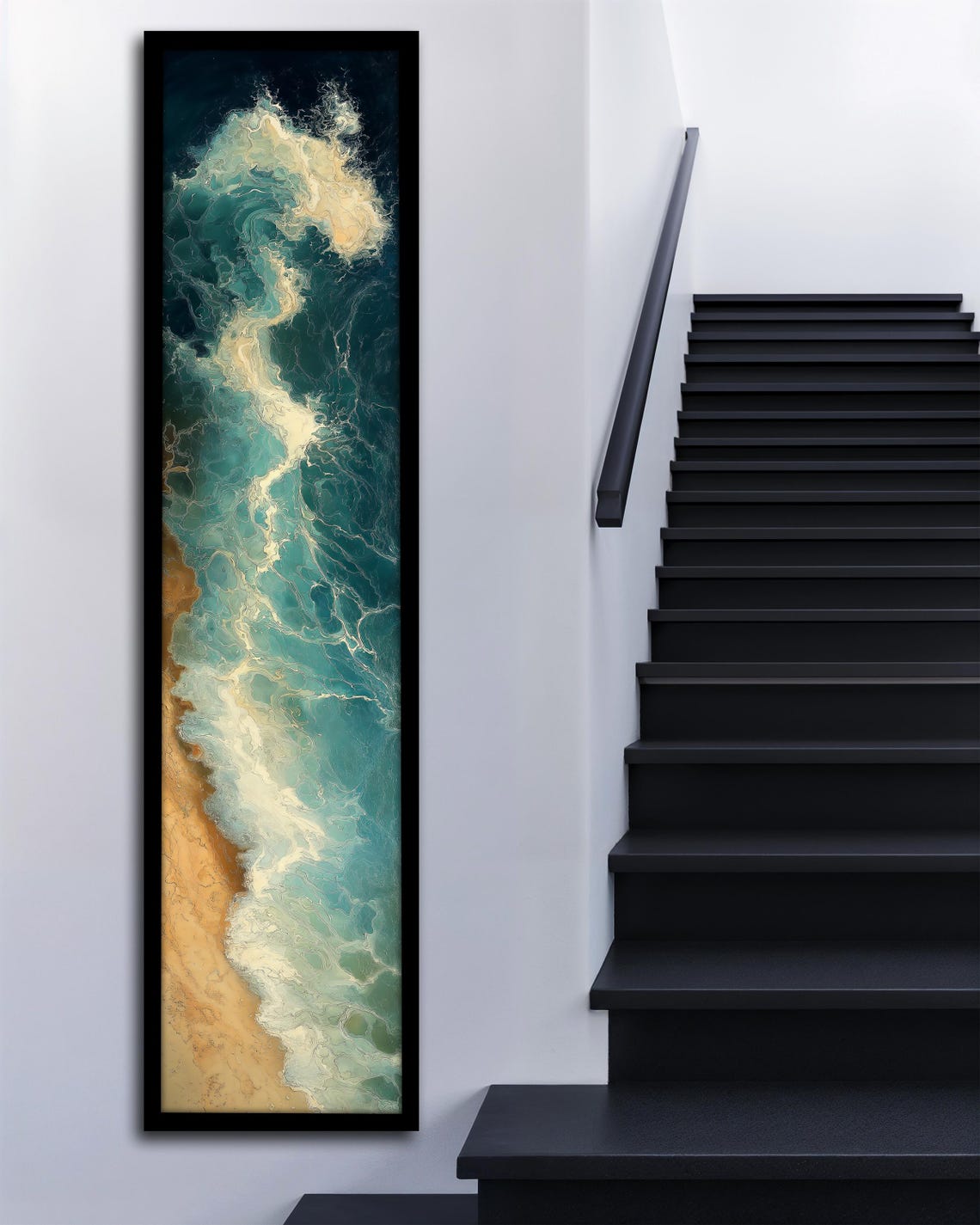 Turquoise Ocean Wave Aerial Abstract Coastal Vertical Art Poster - Image 3