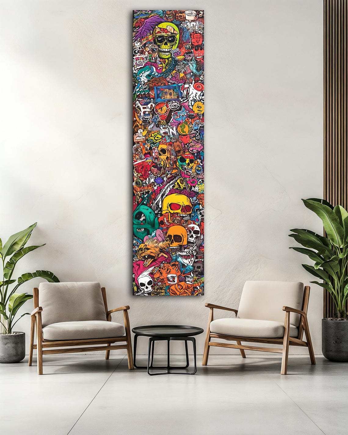 Colorful Skull Graffiti Collage Urban Street Art Vertical Poster - Image 2
